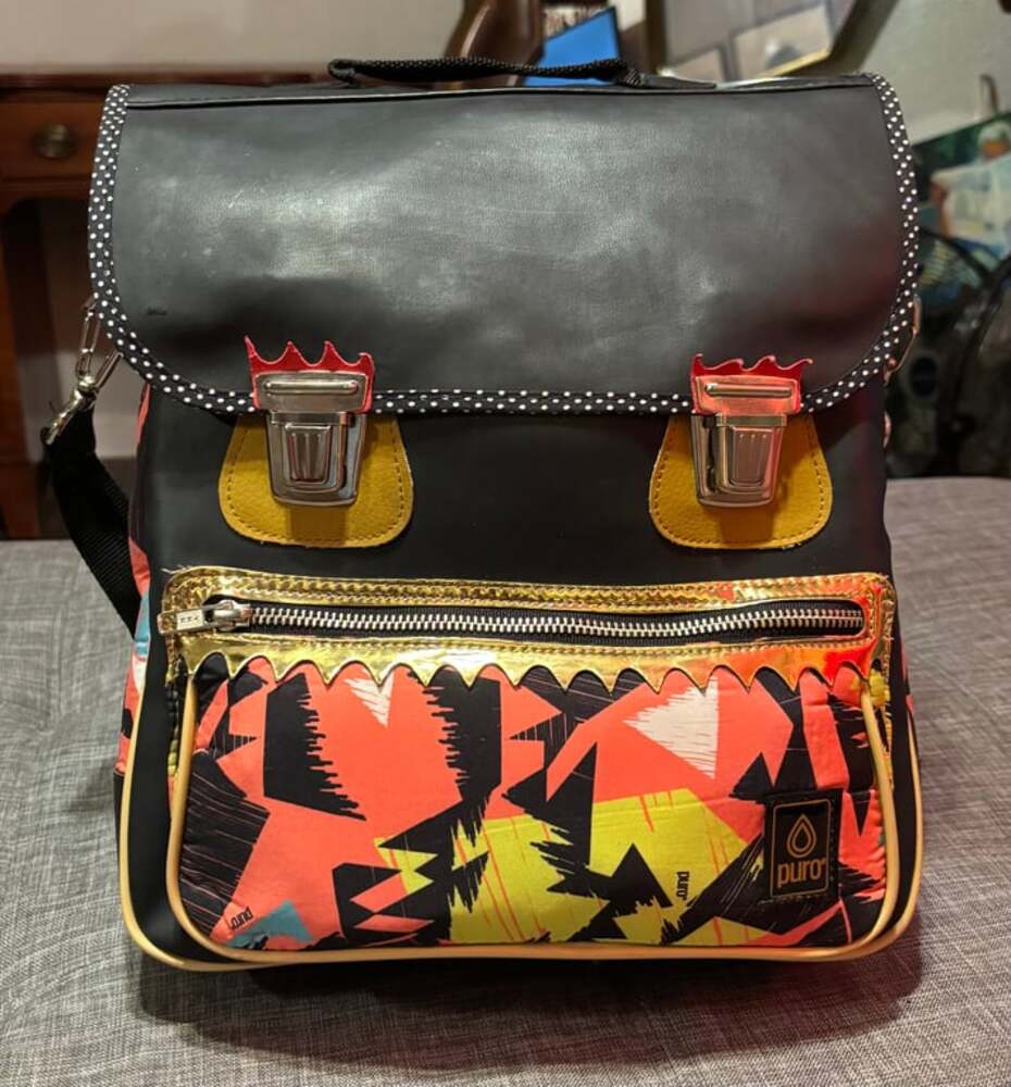 Colorful Retro-Style Backpack with Front Pocket rare find made by Puro